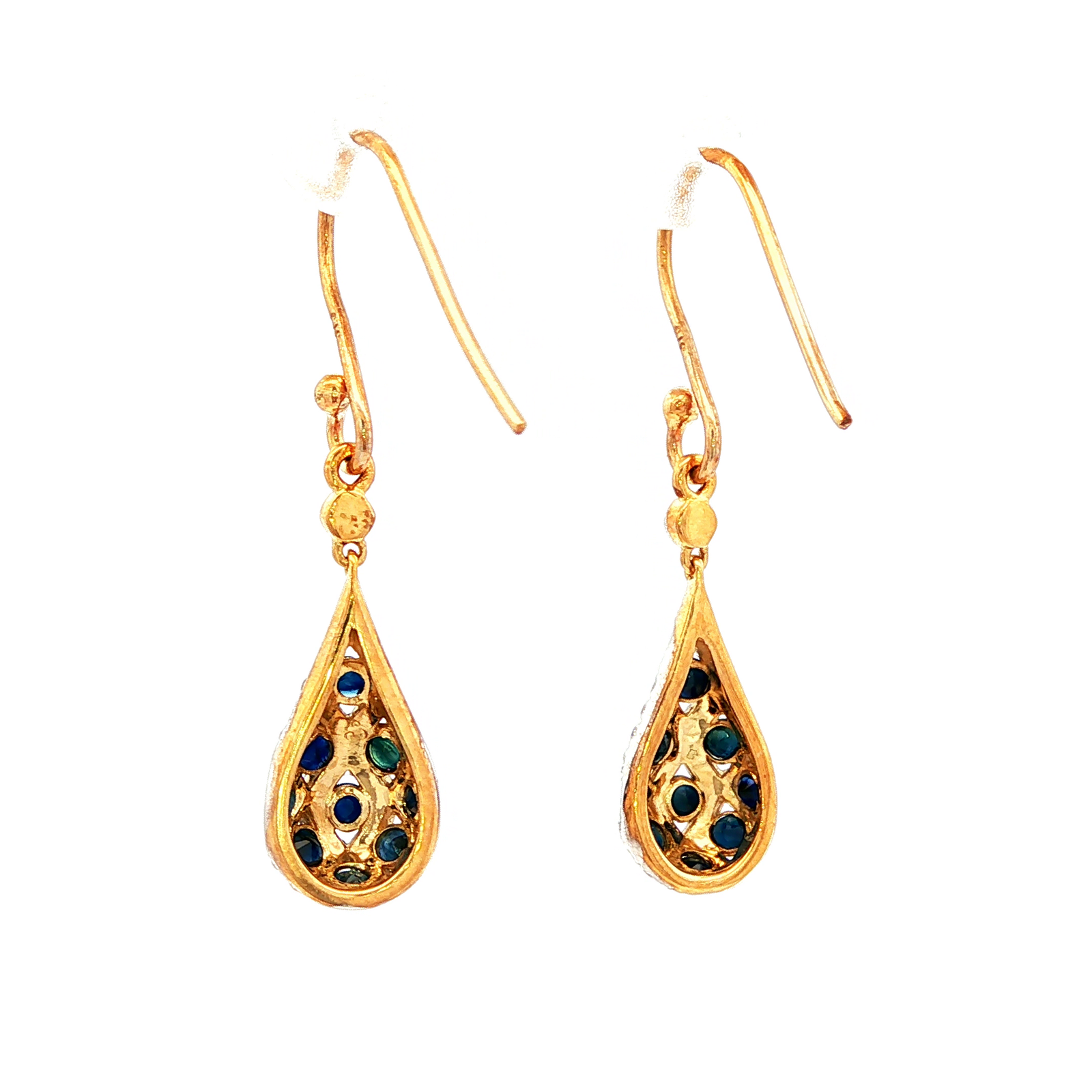Sapphire & Diamond Drop Earrings in Yellow Gold