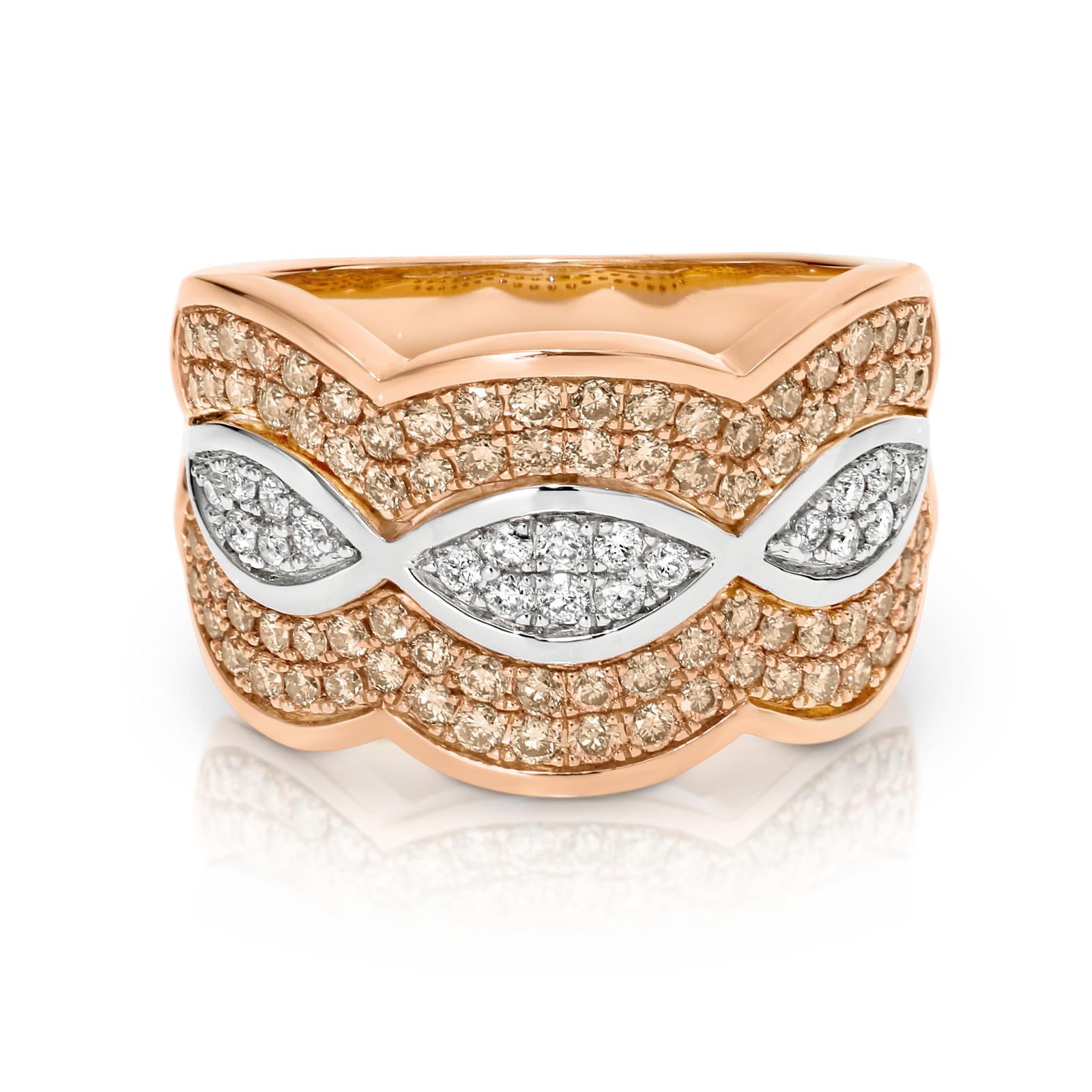 Dreamtime 9ct Rose Gold & White Gold Diamond Carcola Ring