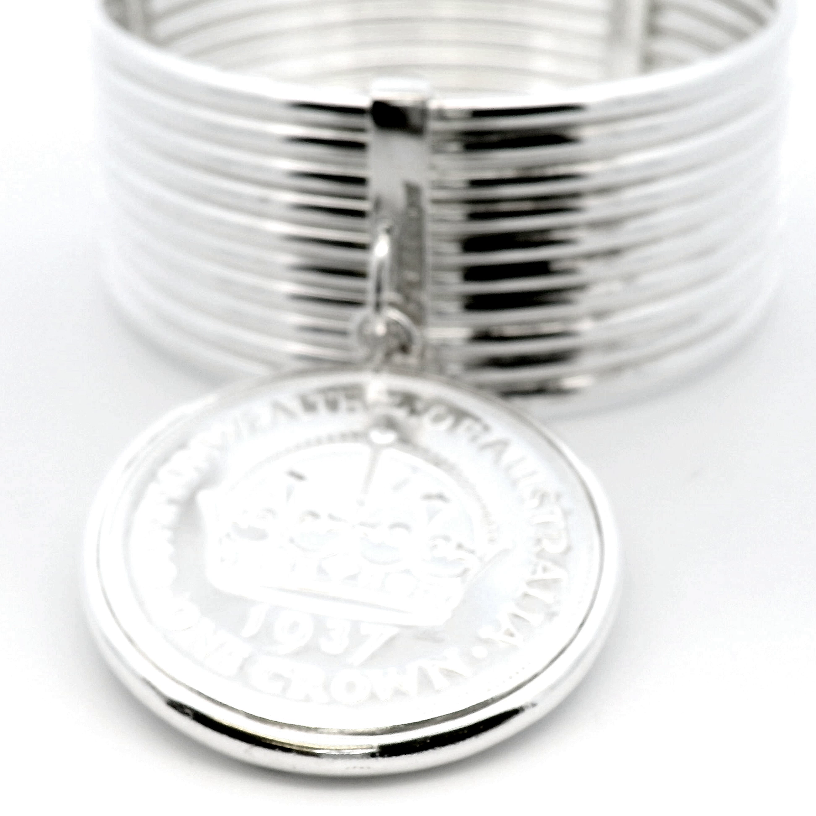 Von Treskow 10-Stack Bangle with Crown Coin