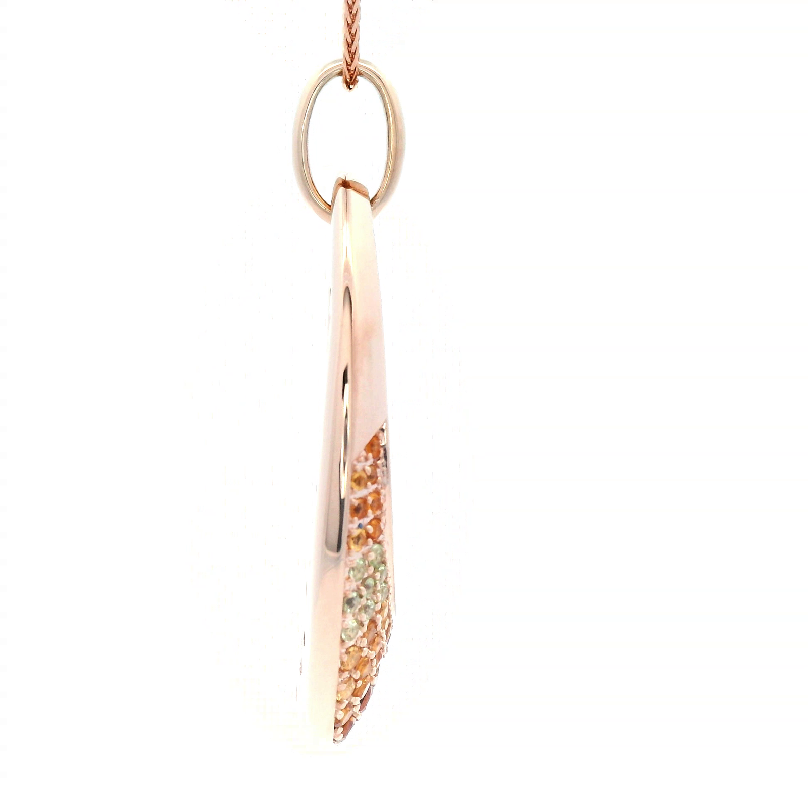 Natural Gemstone and Diamond Oval Pendant Set in Rose Gold