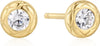 Ania Haie Gold Textured Bezel Set Stud Earrings