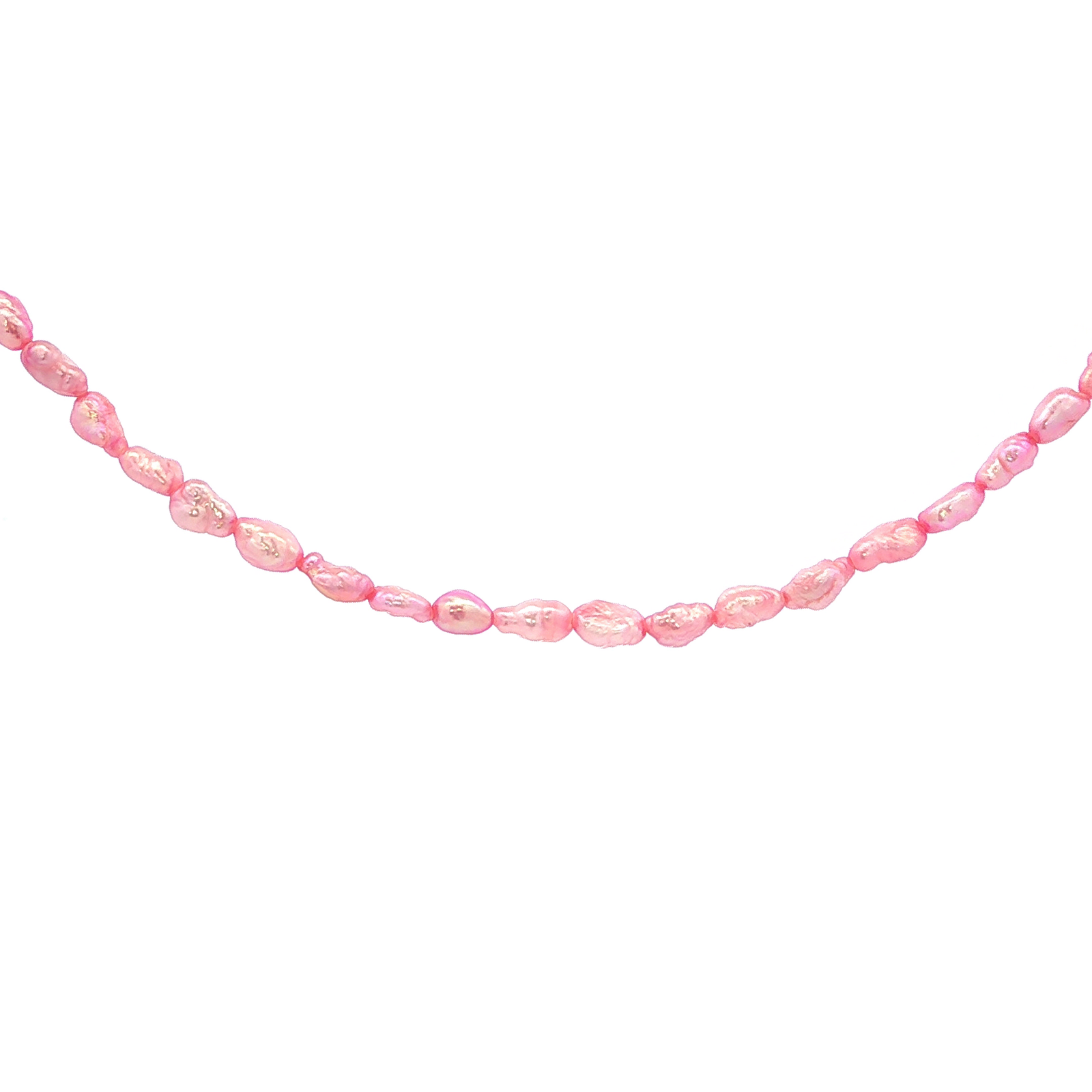 Freshwater Rice Pink Pearl Strand with Silver Plated Filigree Catch