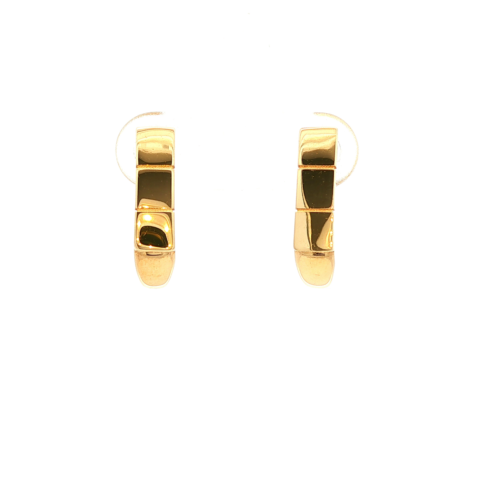 Oblong Lined Clip Earring in Yellow Gold
