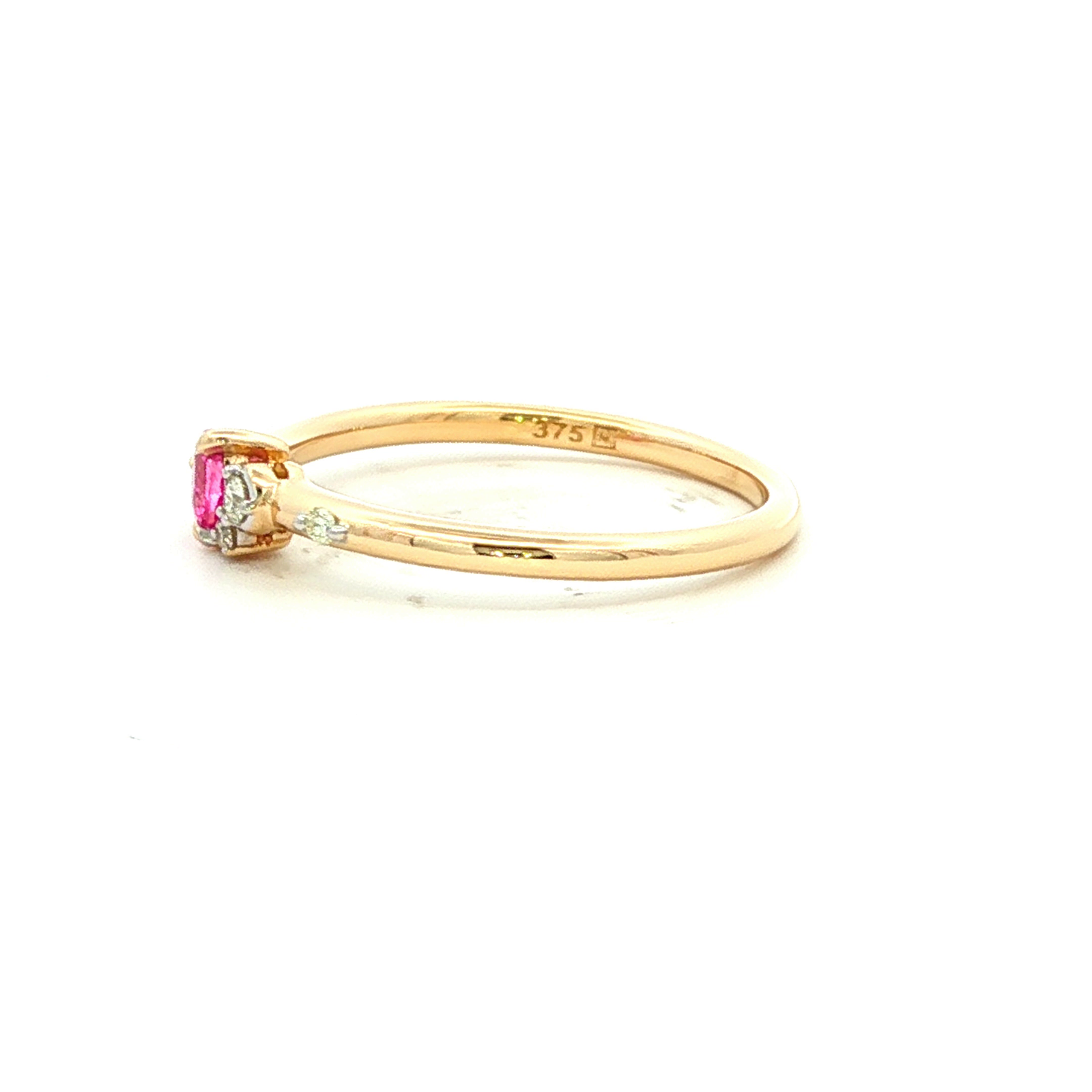Pink Sapphire and Diamond Dress Ring in Yellow Gold