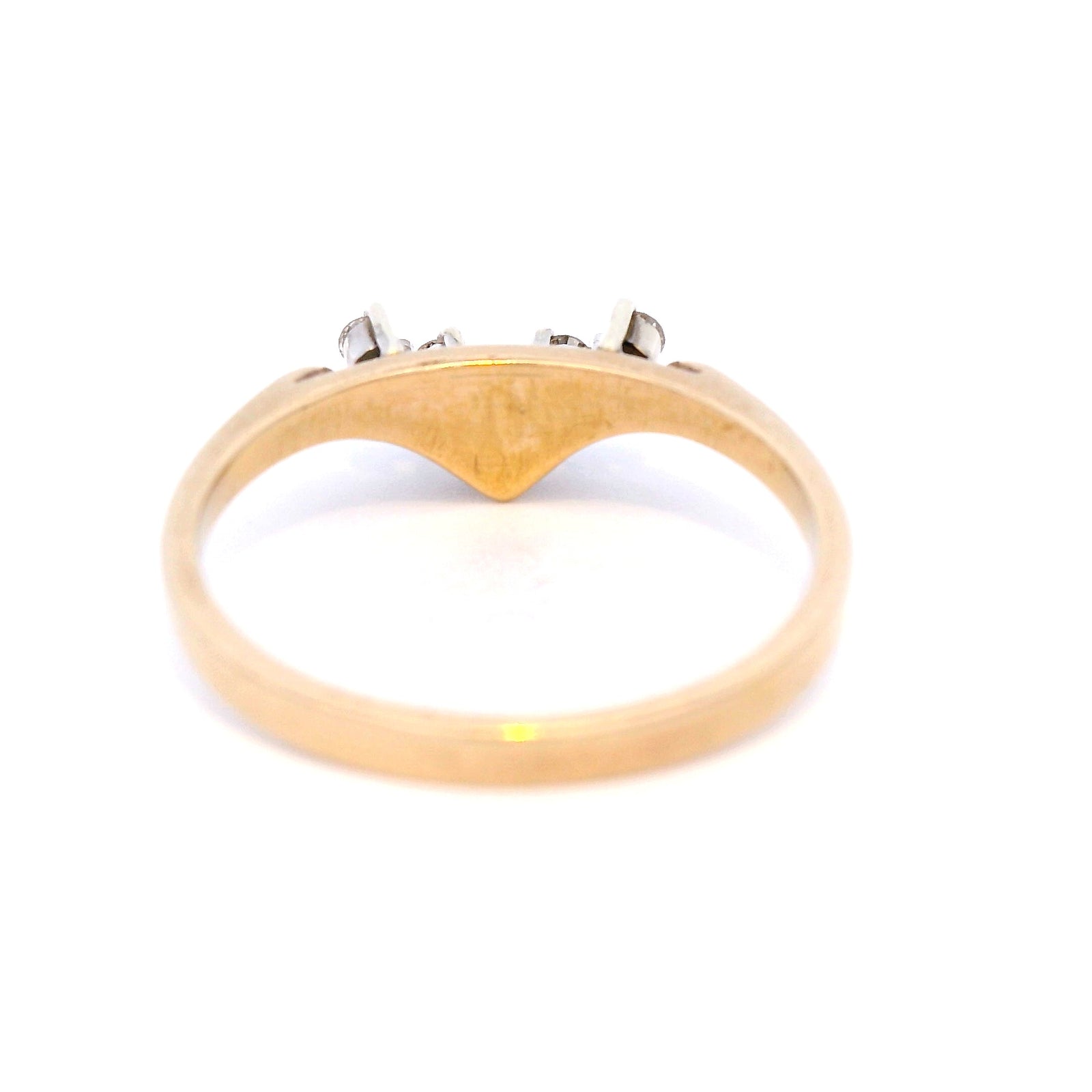 V Shaped Diamond Ring In 9 Carat Yellow Gold