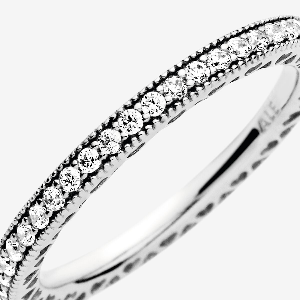 Hearts of PANDORA Silver Ring Band w CZ