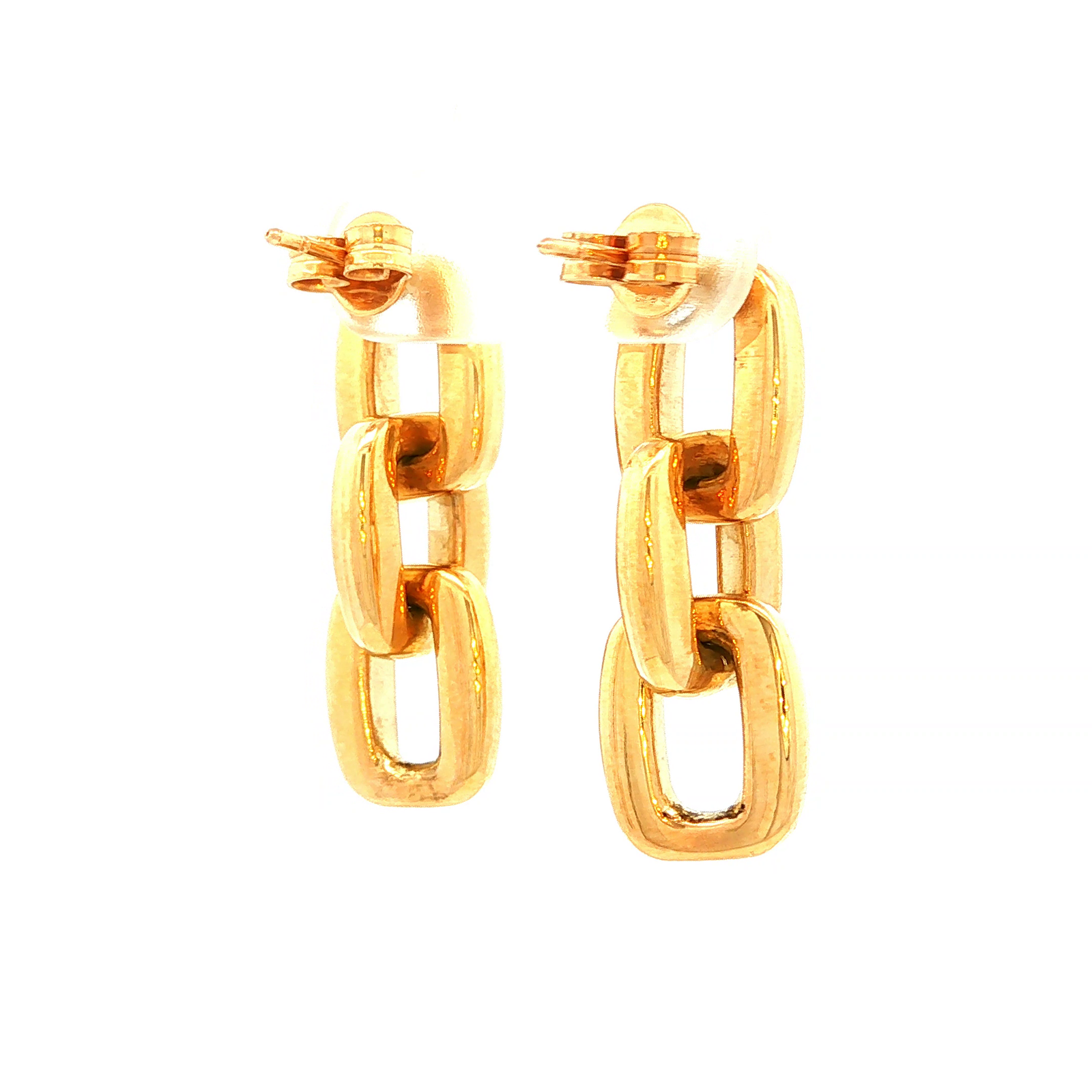 Square Link Drop Earrings in Yellow Gold