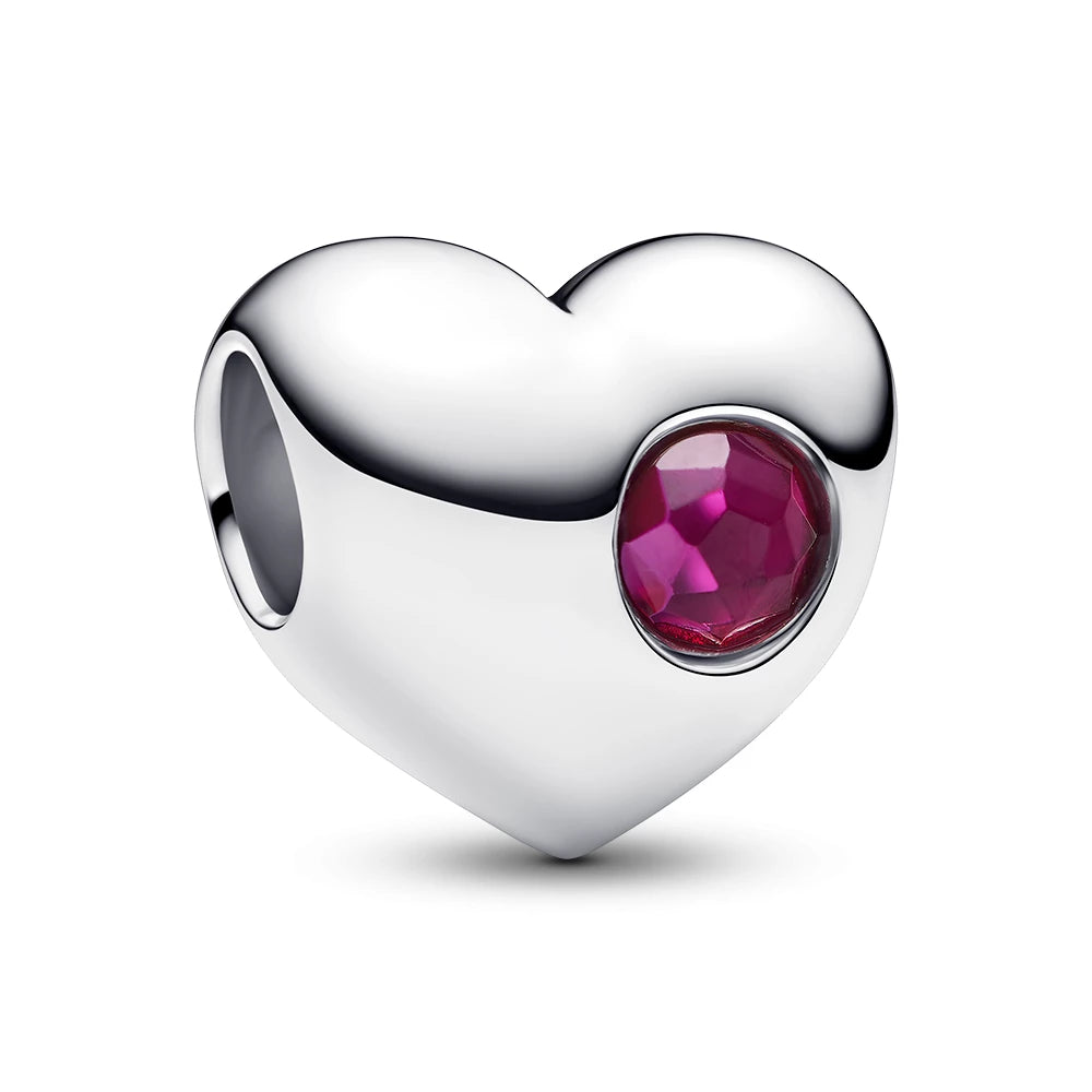 Pandora Engravable True Red Stone Heart Charm