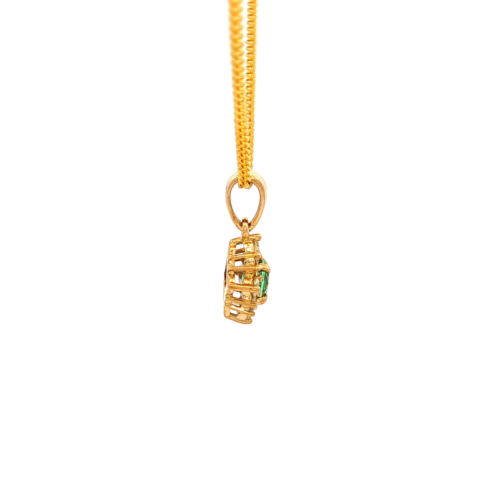 Tourmaline and Diamond in Yellow Gold Pendant