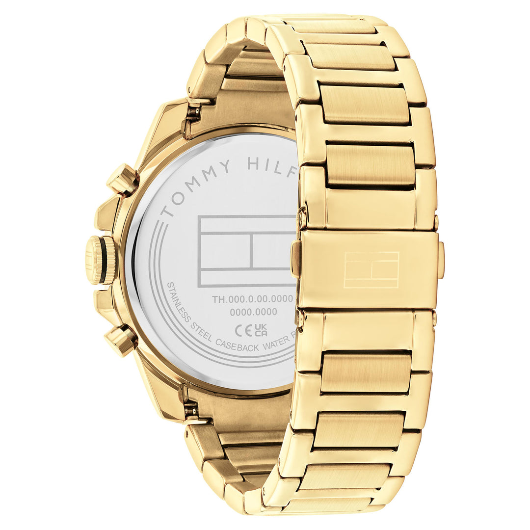 Tommy Hilfiger Gold Steel Black Dial Multi-function Men's Watch