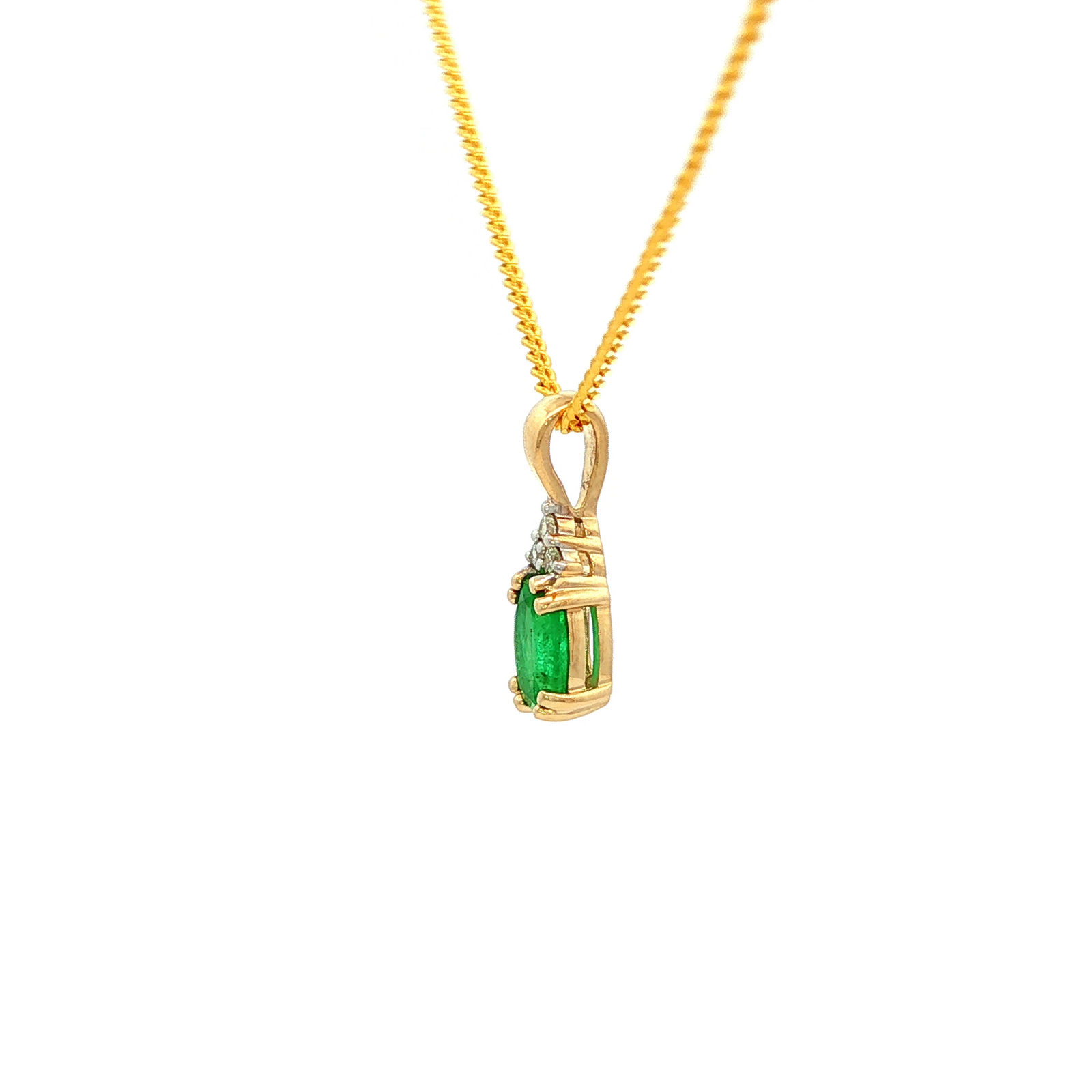 Emerald and Diamond Pendant in Yellow Gold