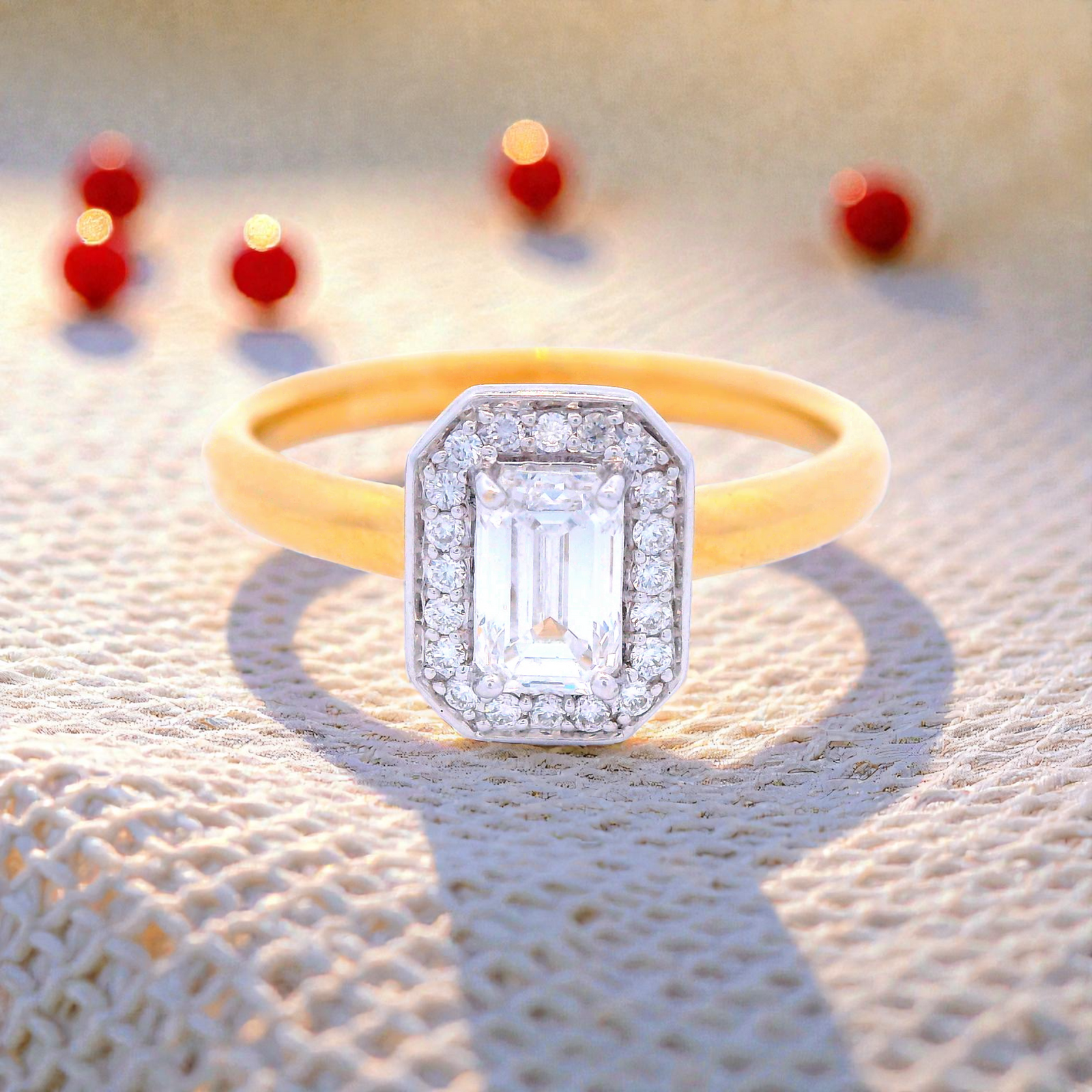 Diamond Radiant Engagement Ring in 18ct Yellow and White Gold