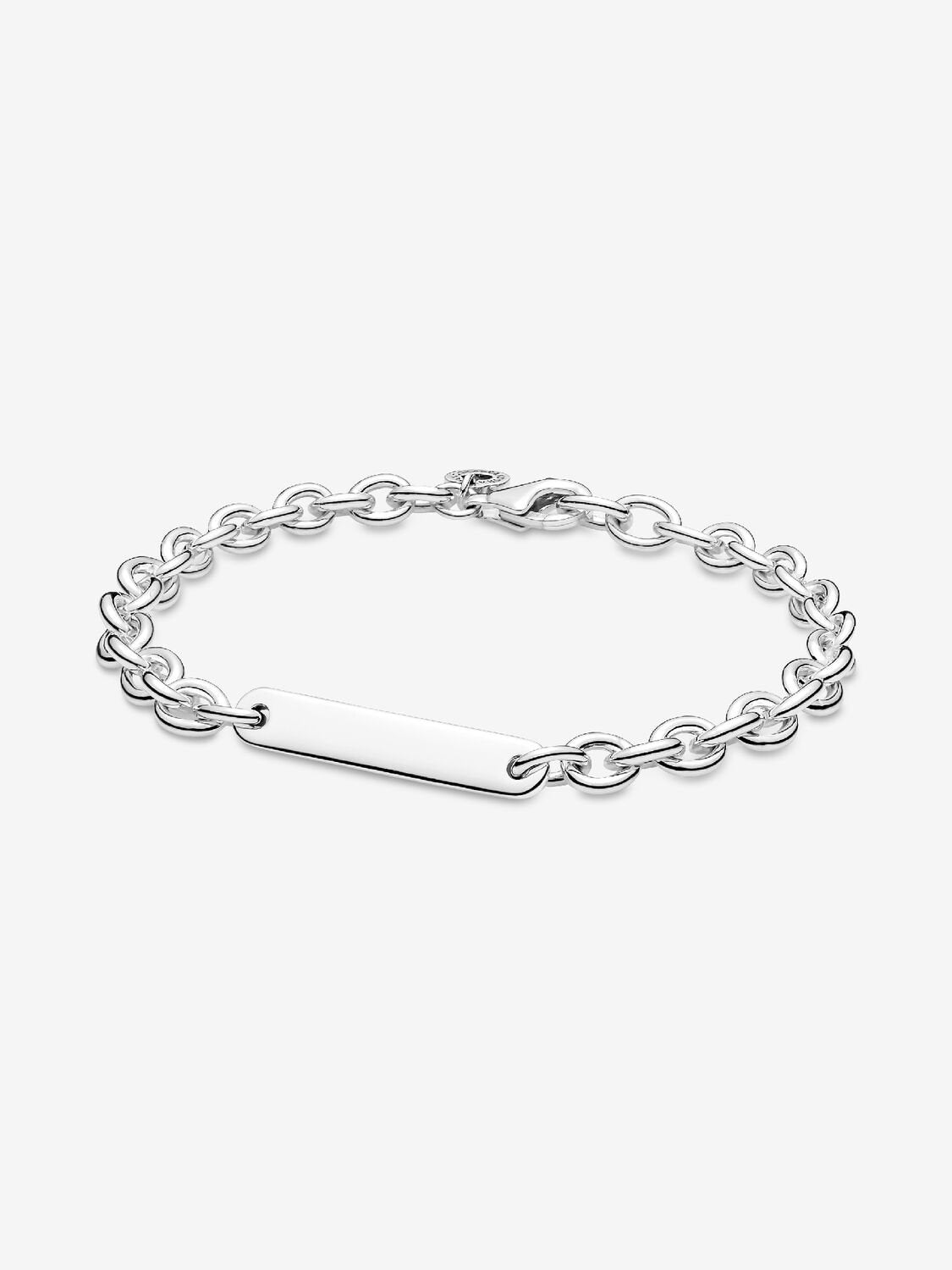 Sterling silver link bracelet with engravable bar