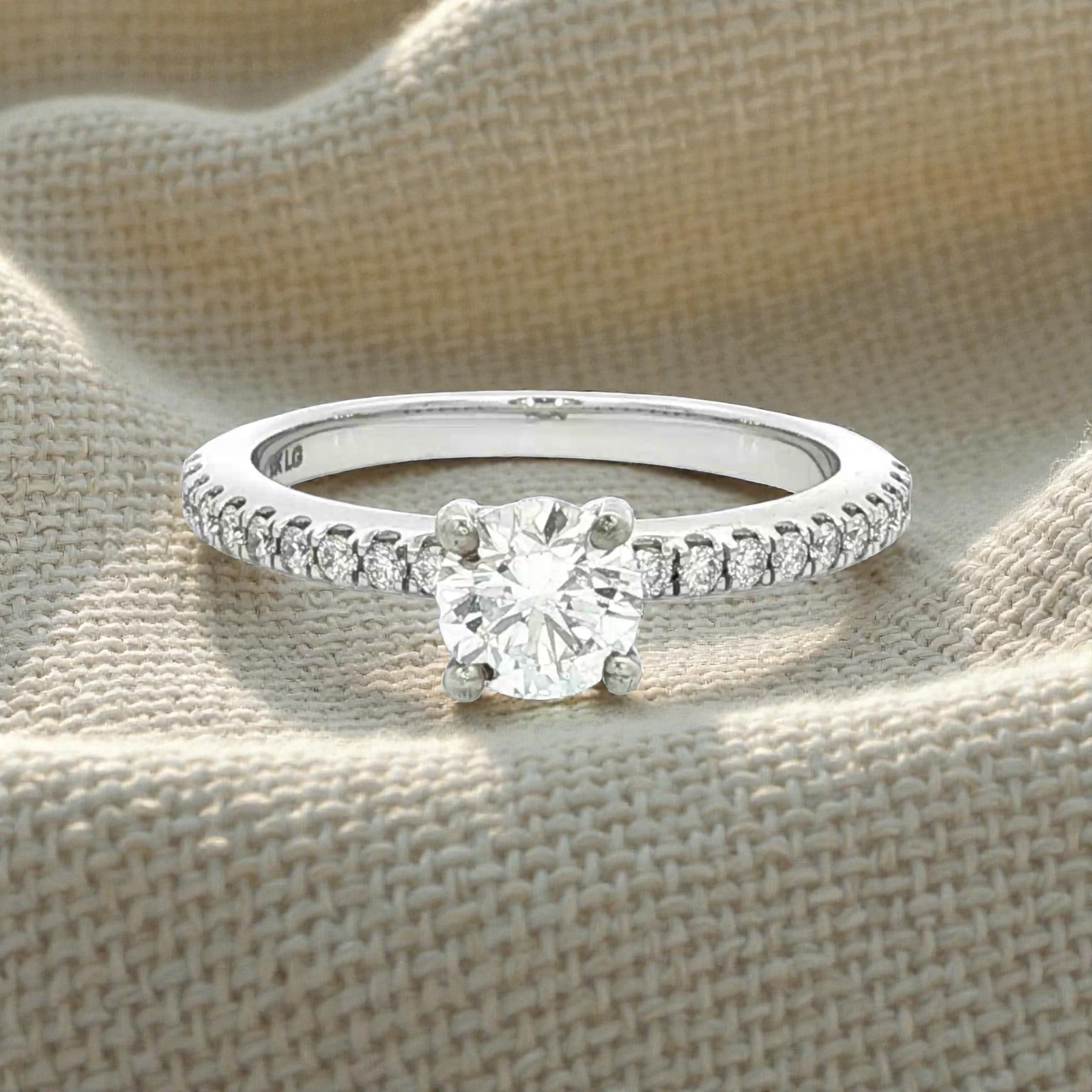 Diamond Solitaire Engagement Ring in White Gold