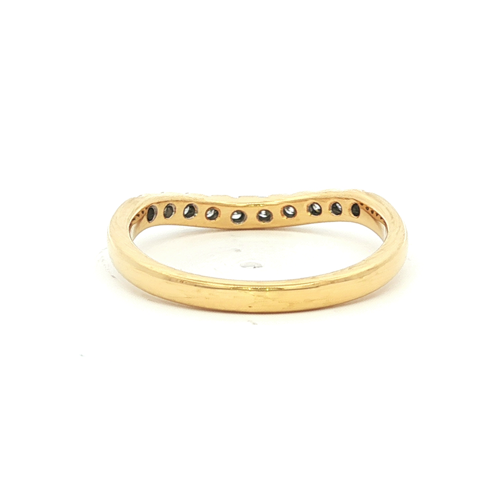 Curved Diamond Set Wedding Band in Yellow Gold