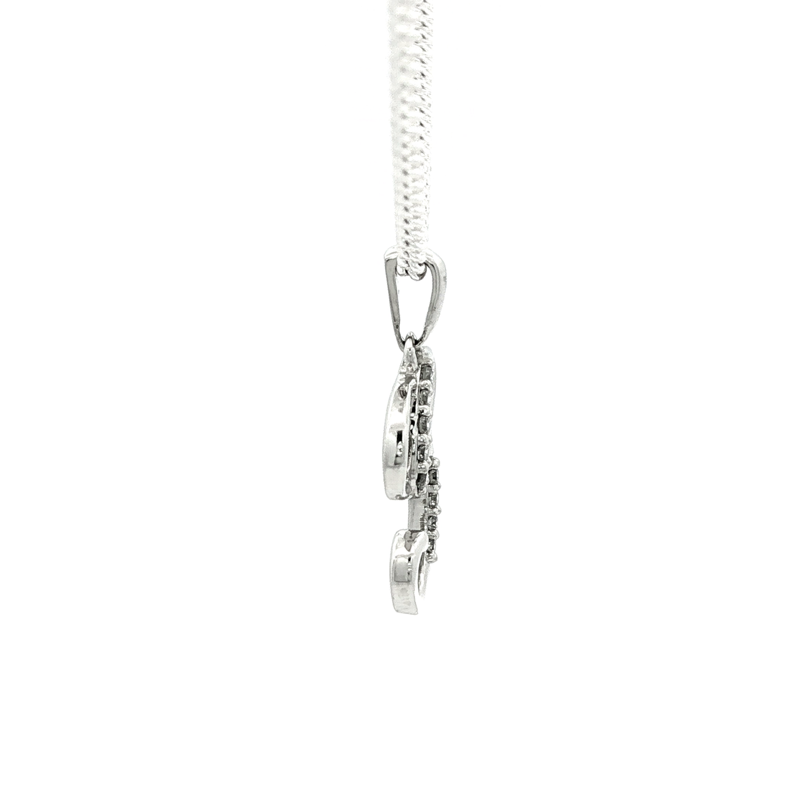 White Gold over Silver Diamond Initial 'H' Charm Necklace