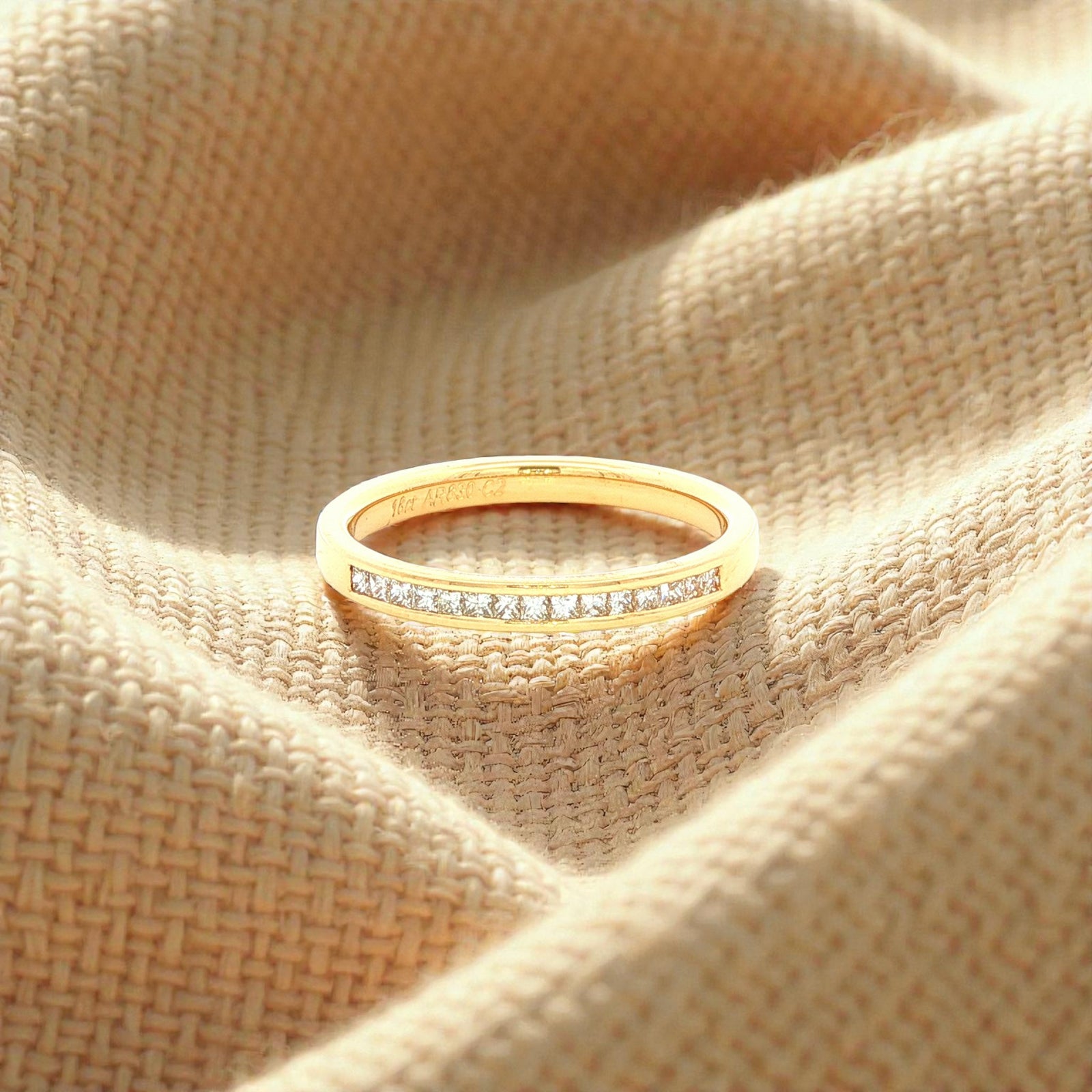 Straight Chanel Set Diamond Wedding Band in Yellow Gold