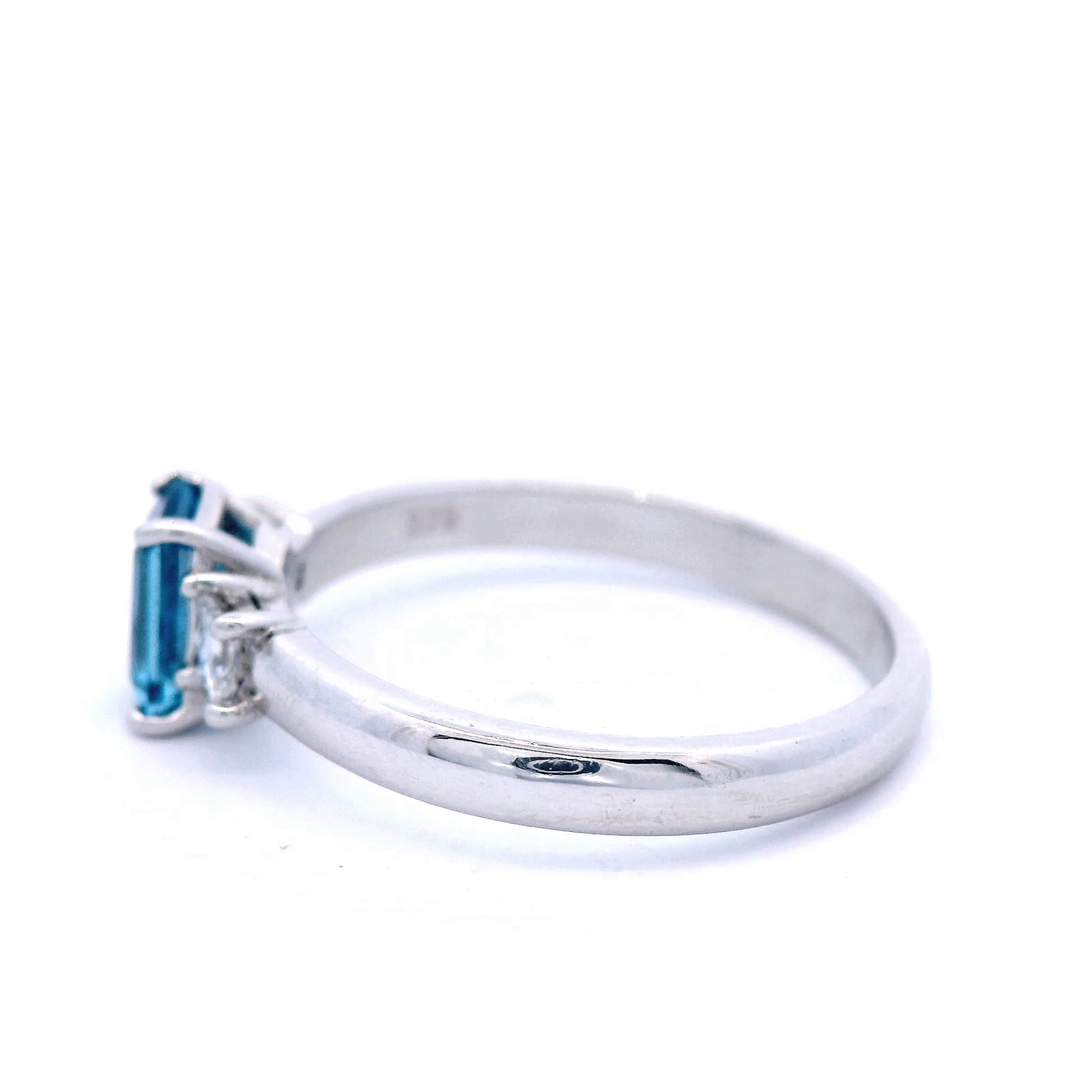 London Blue Topaz with Princess Cut Diamond Dress Ring