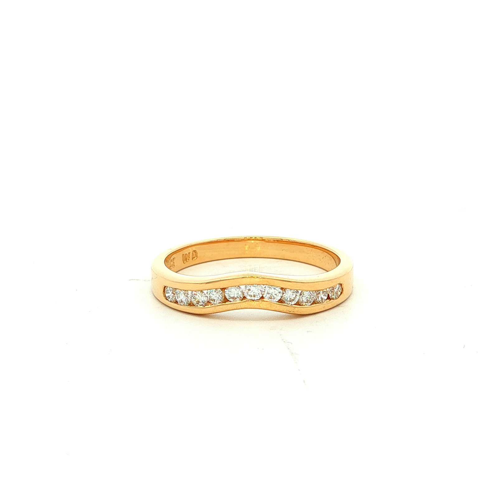 Natural Diamond Curve Chanel Wedding Band in Yellow Gold
