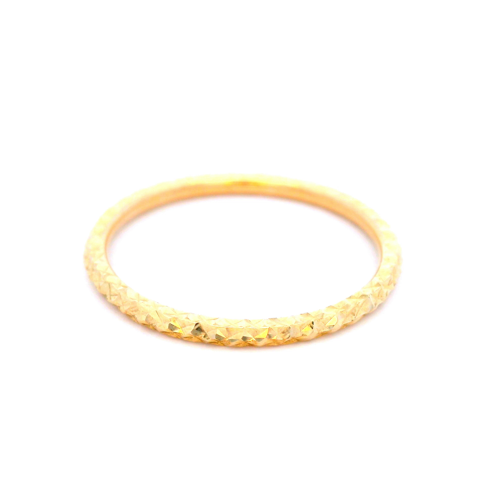 Yellow Gold Solid Diamond Cut Stacker Ring Size N
