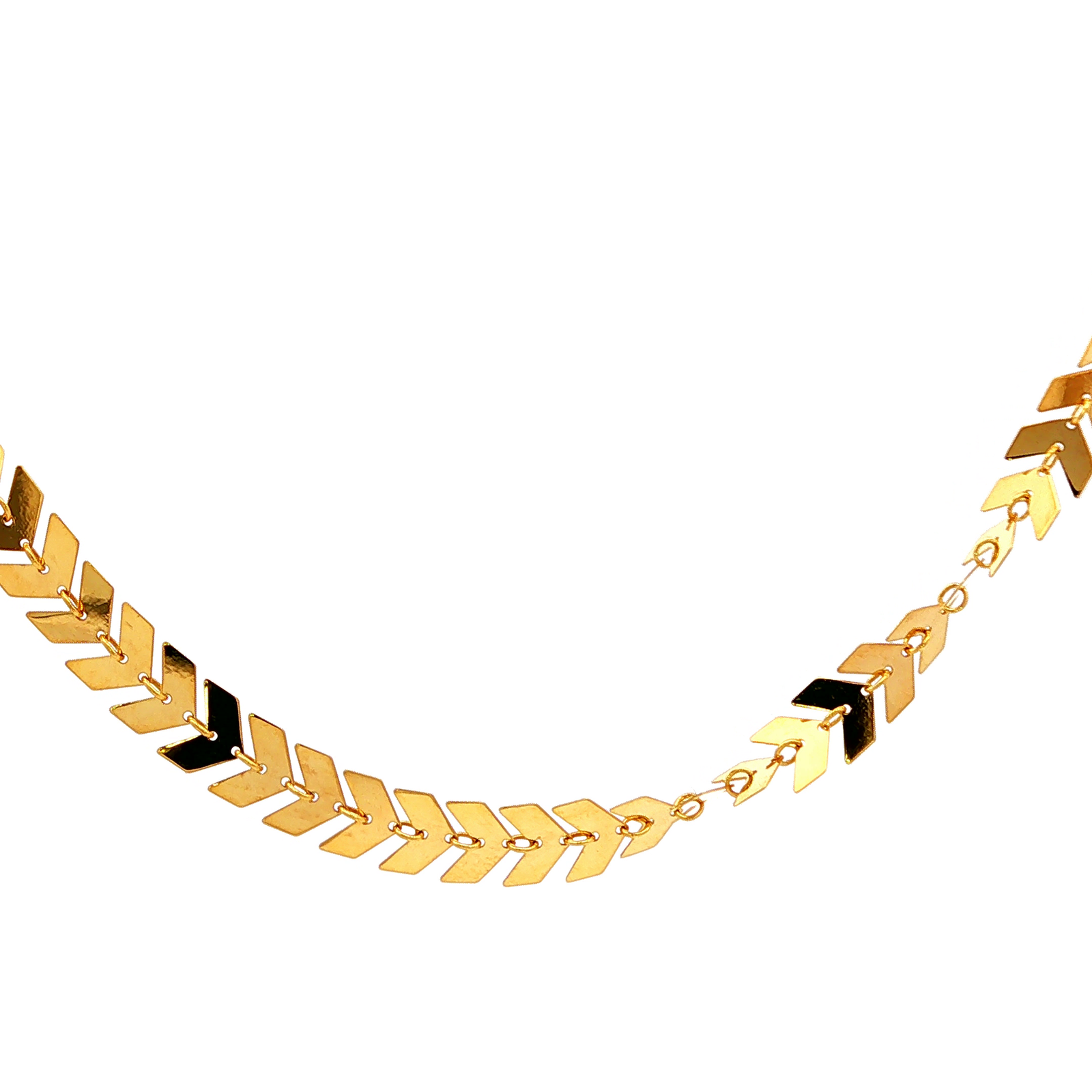 Open Trace Link Fancy Necklace With Flat Arrow Shaped Pendants