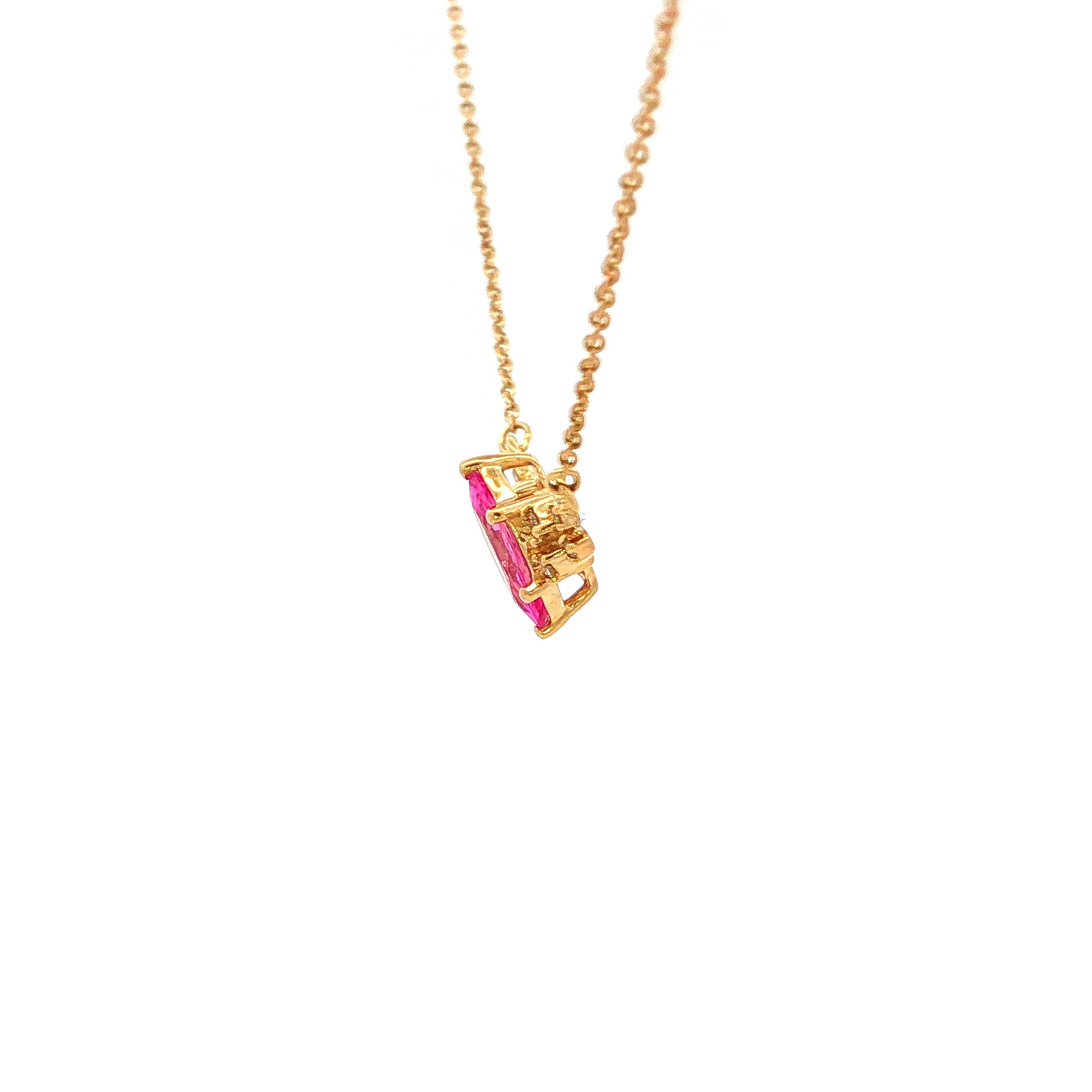 Marquise Pink Sapphire Necklace in Yellow Gold