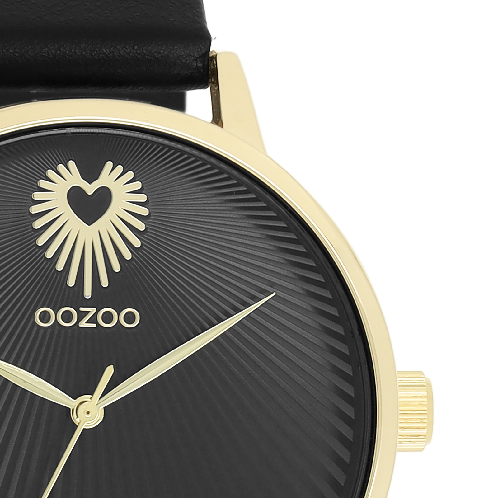OOZOO Vintage Gold Watch with Black Leather Strap