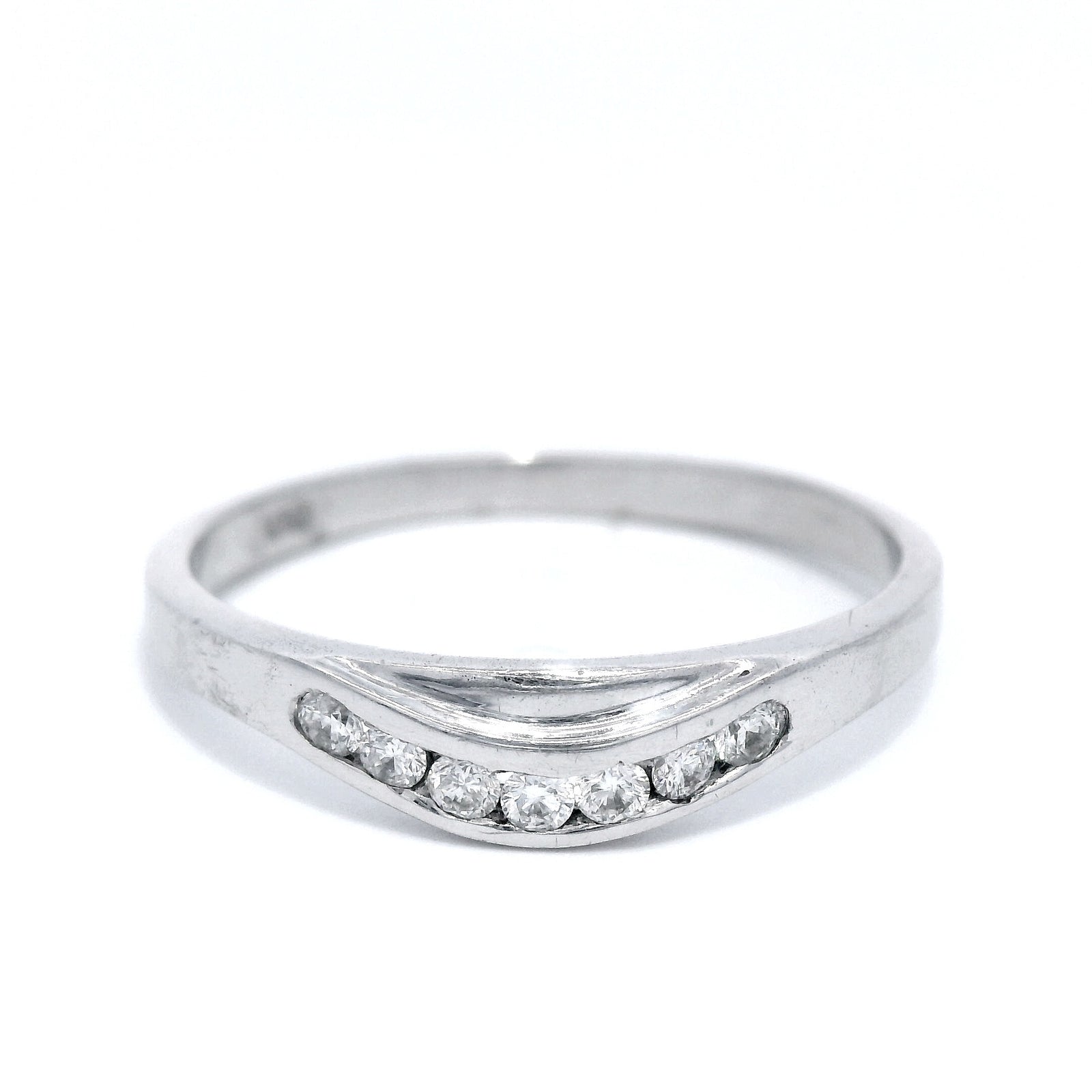 Curved Channel Diamond Eternity Ring in White Gold