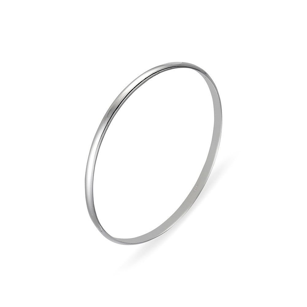 Sterling silver Half Round Solid Bangle. 65mm