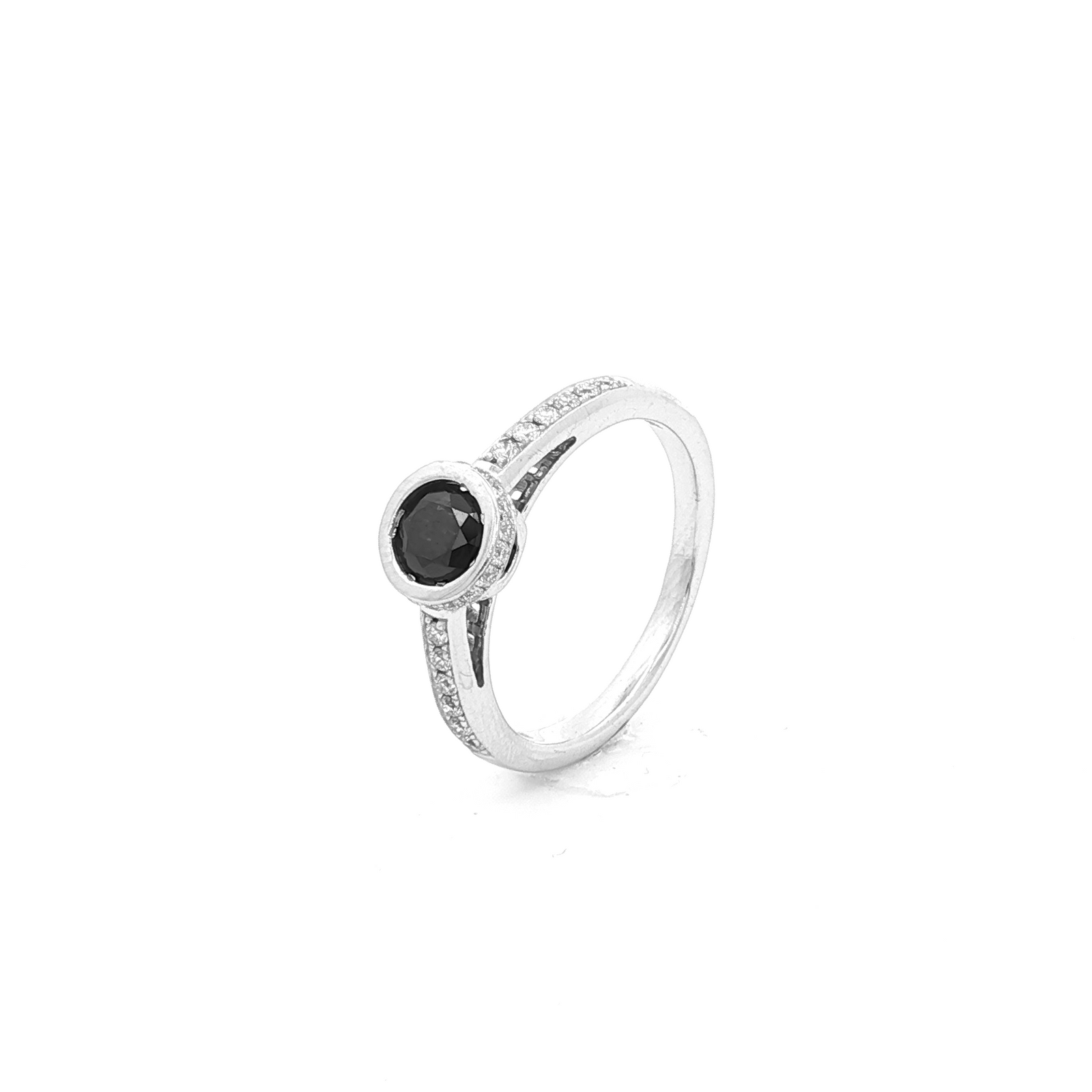 Black Diamond Ring in 18 Carat White Gold