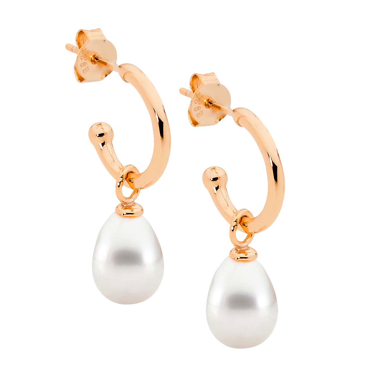 Ellani Hoop Earrings with Freshwater Pearl Drop