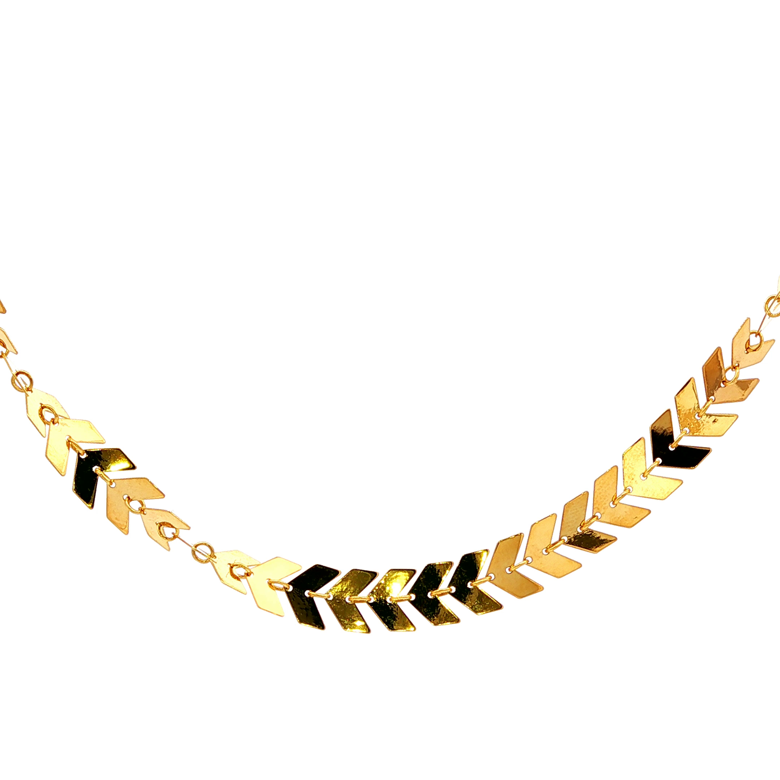 Open Trace Link Fancy Necklace With Flat Arrow Shaped Pendants