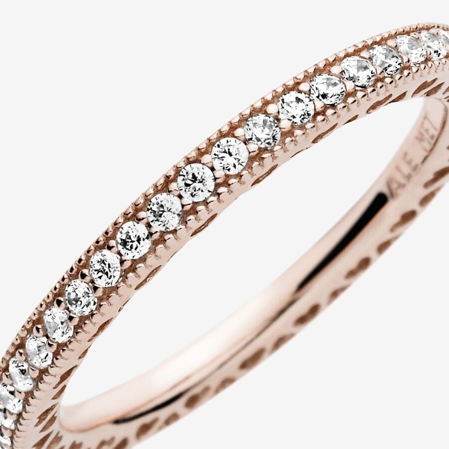Hearts of PANDORA Silver Ring Band w CZ