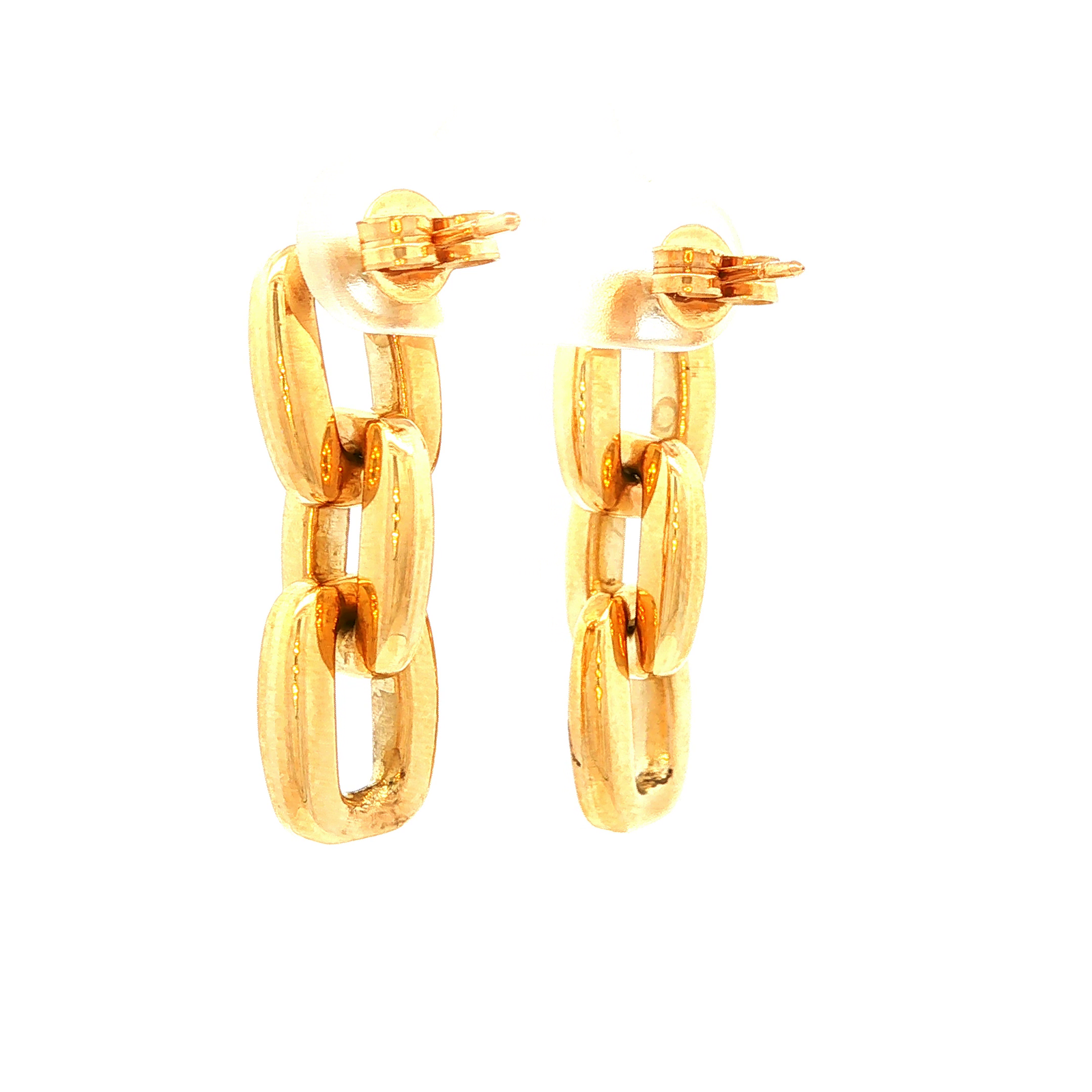 Square Link Drop Earrings in Yellow Gold