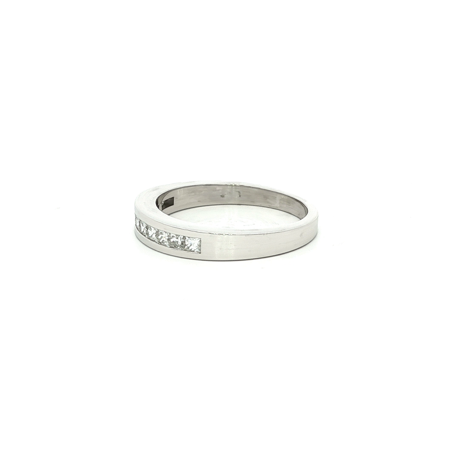Curved Princess Diamond Dress Ring in White Gold