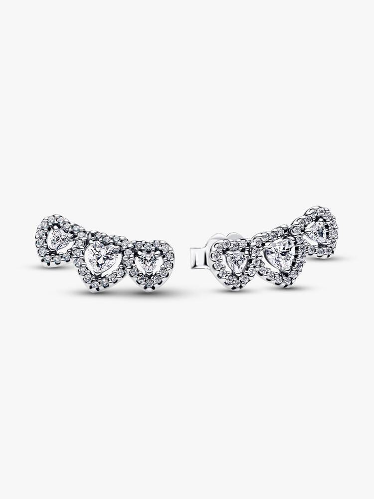 Pandora Halo Heart Trilogy Stud Earrings