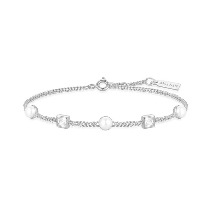 Ania Haie Bezel Cube & Pearl Station bracelet