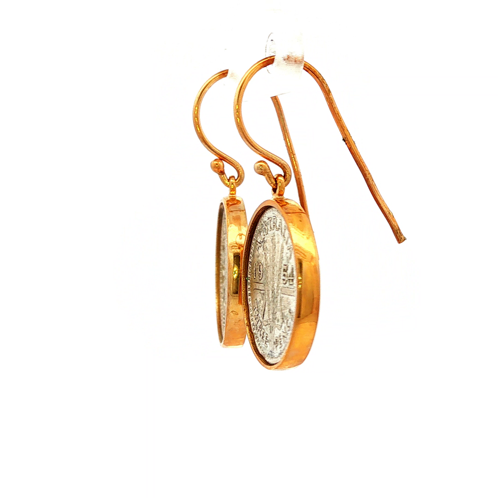1954 Threepence Coin Earrings in Yellow Gold