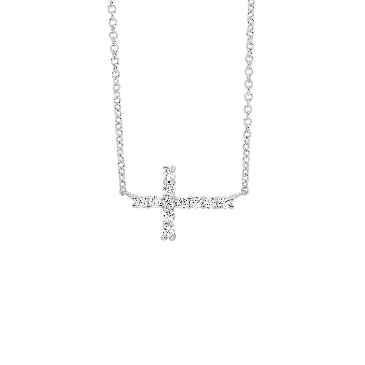 Ellani Sterling Silver Cross Necklace