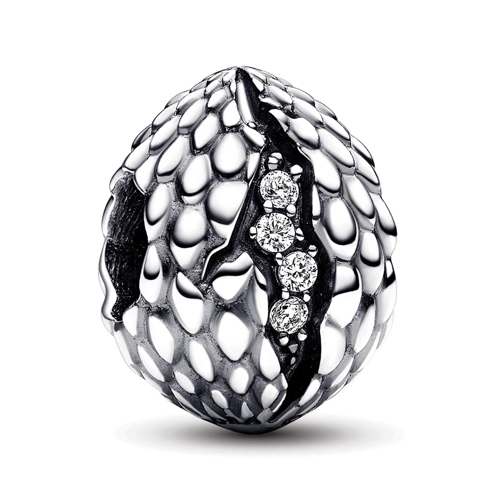 Project House The Dragon Egg sterling silver charm with clear cubic zirconia