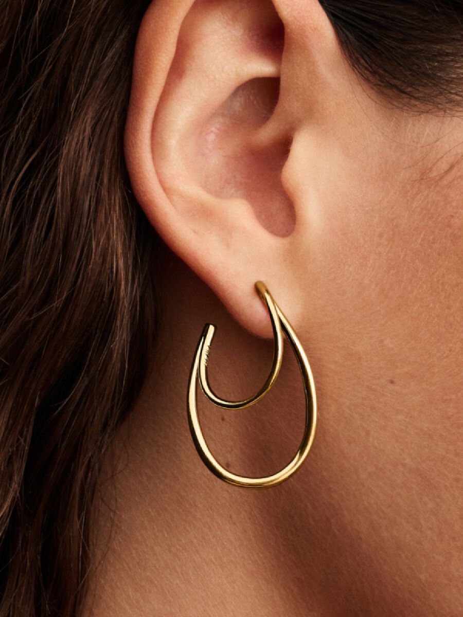 Pandora Earrings Double Earrings Looking for Open Sinuous Line