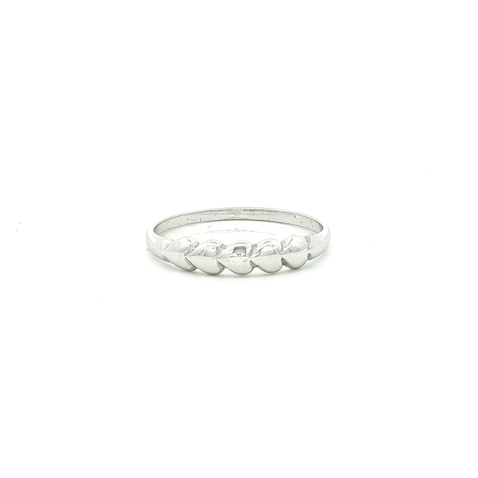 Solid Heart Dress Ring in White Gold