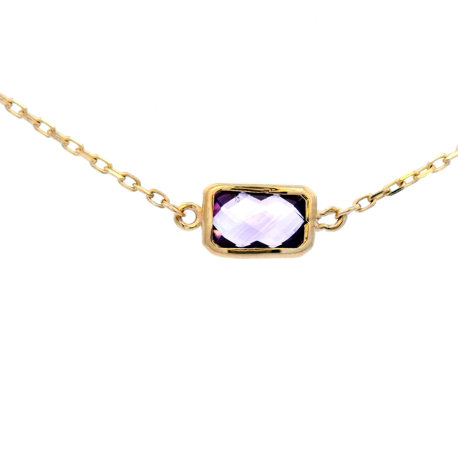 Faceted Amethyst Necklace in Yellow Gold