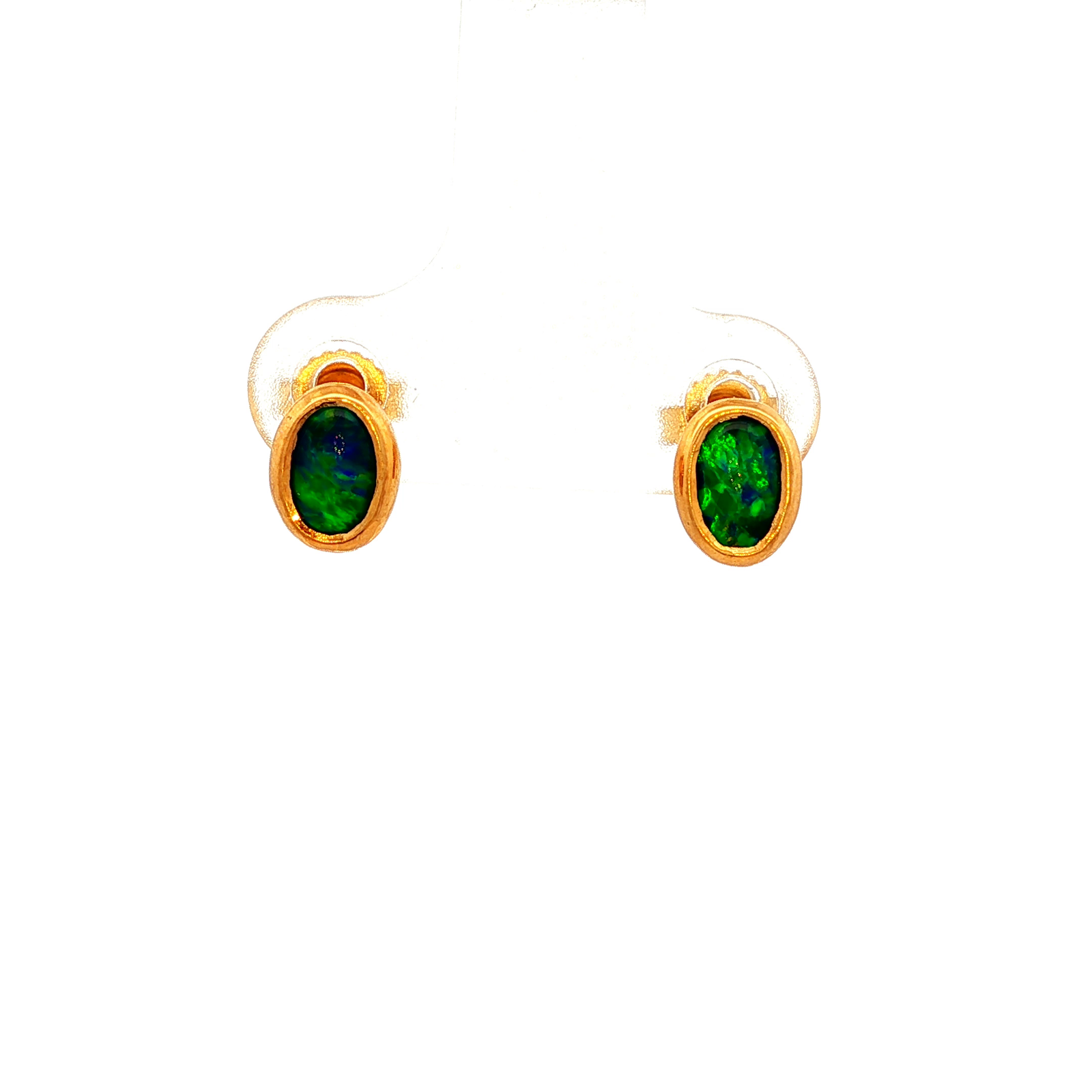 Opal Triplet Earrings in Yellow Gold