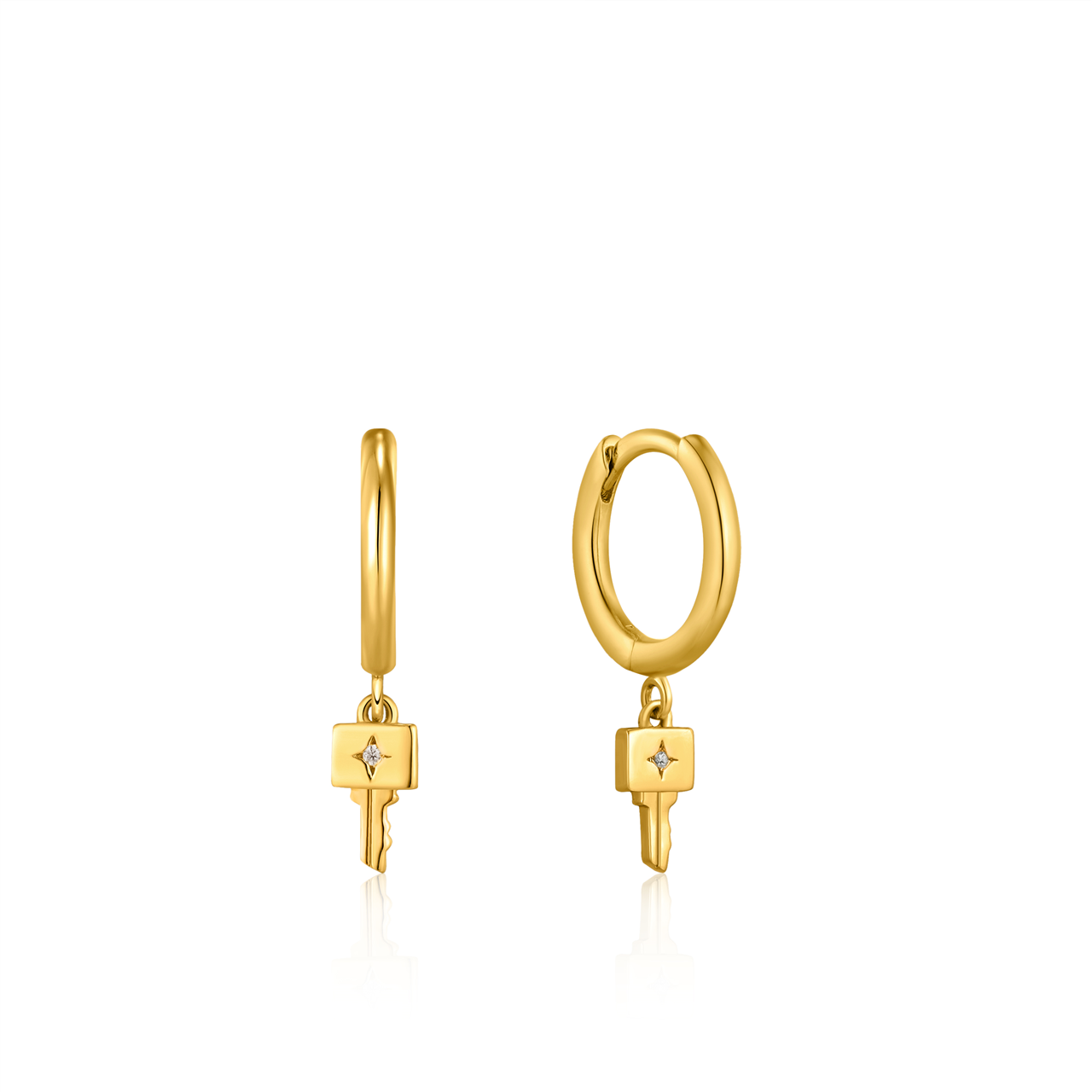 Ania Haie Gold Key Huggie Hoop Earrings. Design: E032-04H