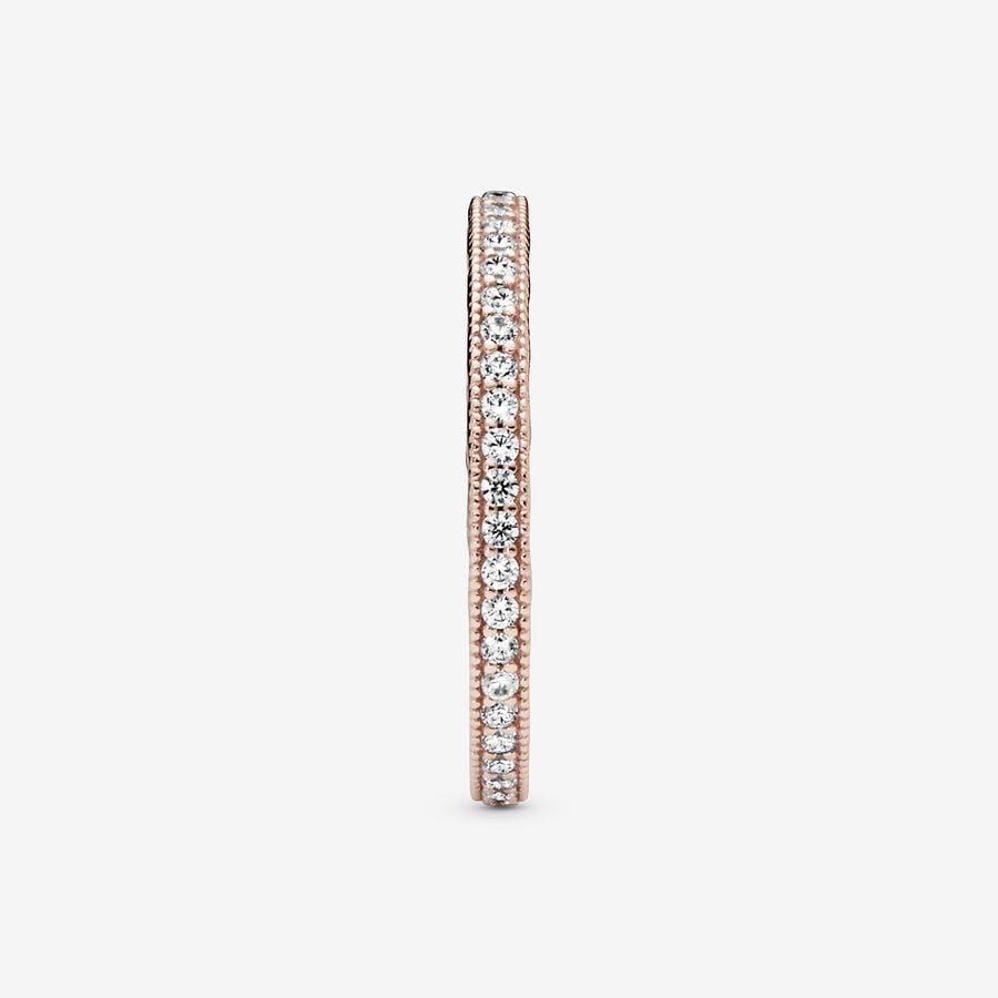 Hearts of PANDORA Silver Ring Band w CZ