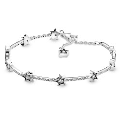 Star sterling silver bracelet with clear cubic zirconia
