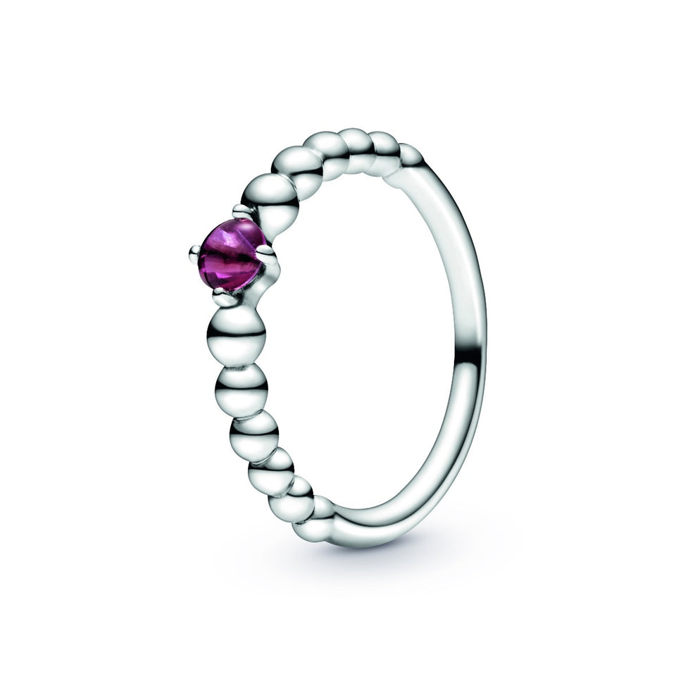 July Passionate Red Silver Ring with Man-Made Red Crystal