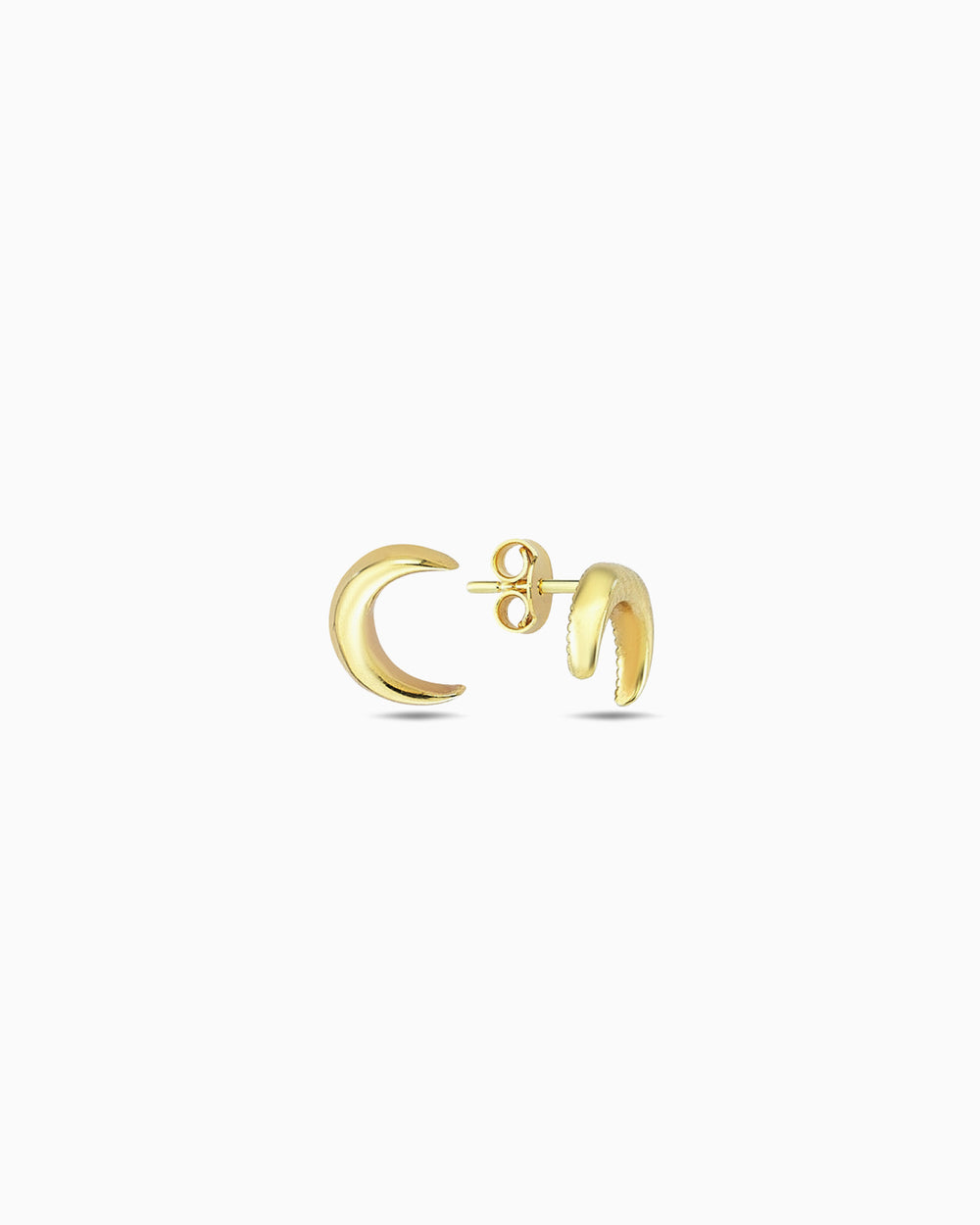 Crescent Moon Stud Earrings in Yellow Gold
