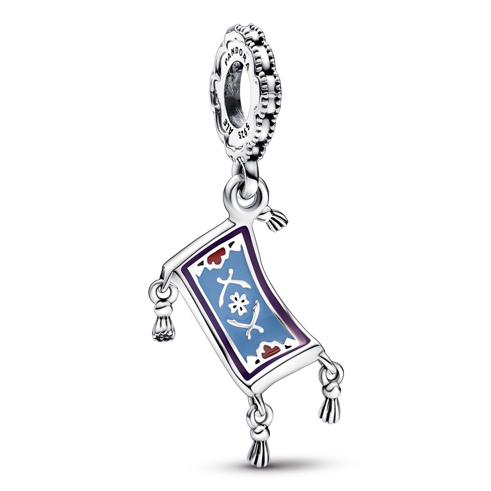 Disney Aladdin Magic Carpet sterling silver dangle with blue, violet and red enamel